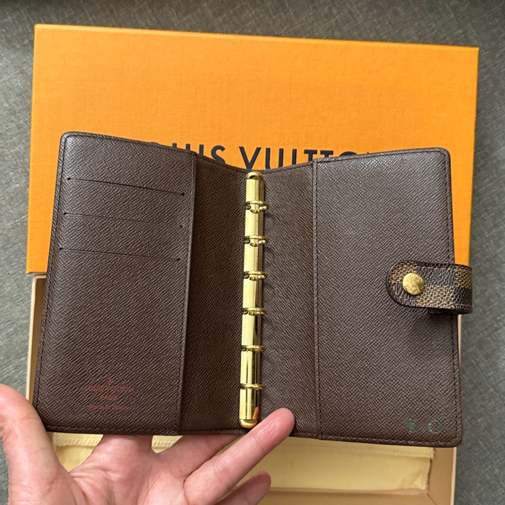 Pre-owned Louis Vuitton Damier Ebene PM Ring Agenda Cover - Picture 7 of 13